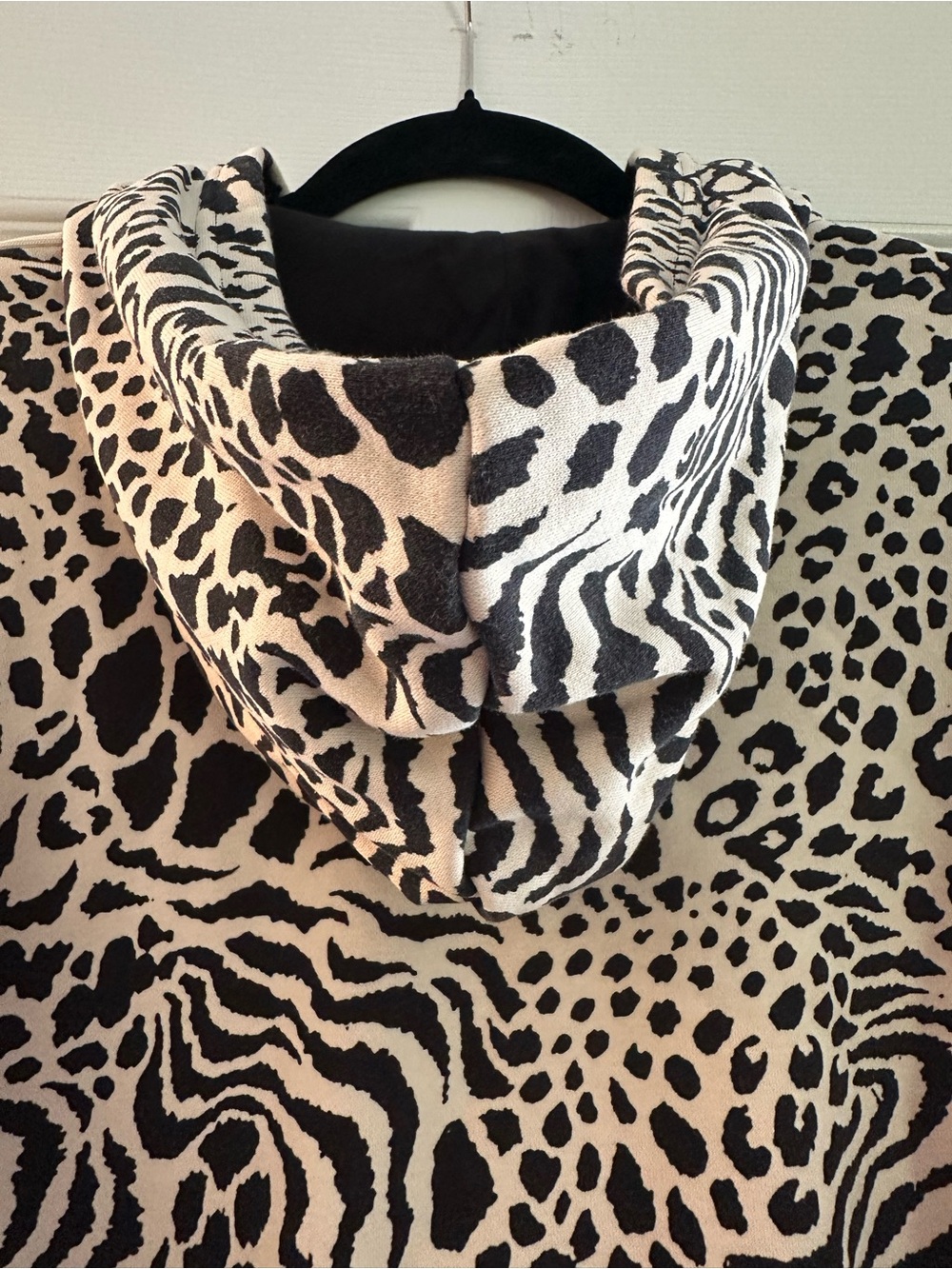 Adidas Originals Women's Leopard Print Cropped Hooded Sweatshirt - Black & Cream - Picture 4 of 7